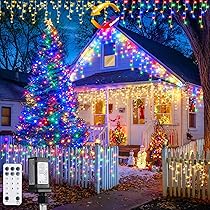 JMEXSUSS Color Changing Outdoor Waterproof Icicle Lights, 400 LED